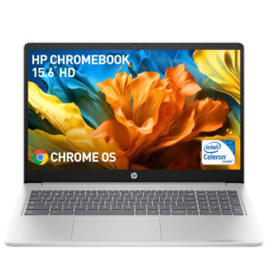 HP Chromebook Laptop, 15.6 Inch Laptop for College Students, Intel Processor N200 (Beat i5-8250U), 8GB DDR5 RAM, 576GB Storage (64GB eMMC + 512GB SD Card), Natural Silver, PCM